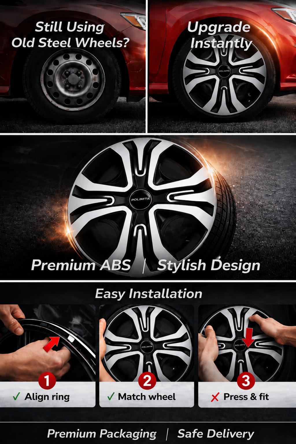 Premium Car Wheel Cover 14 Inch | POLIMITA (DC14TIAGO)