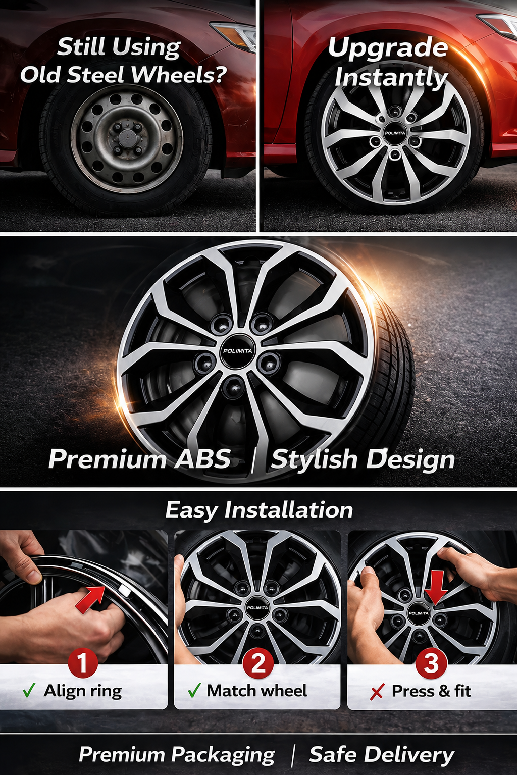 Premium Car Wheel Cover 15 Inch | POLIMITA (DC15VISION)