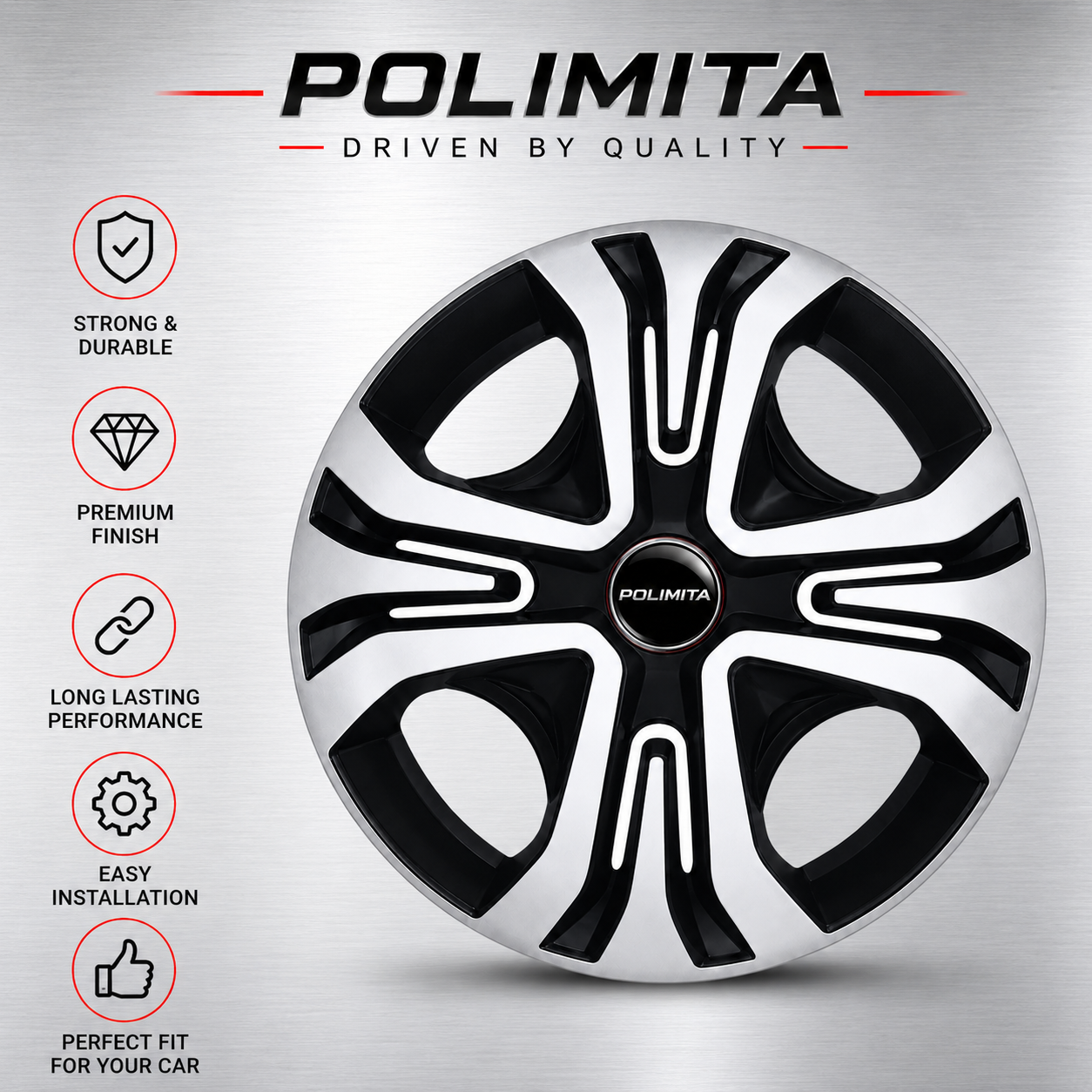 Premium Car Wheel Cover 14 Inch | POLIMITA (DC14TIAGO)