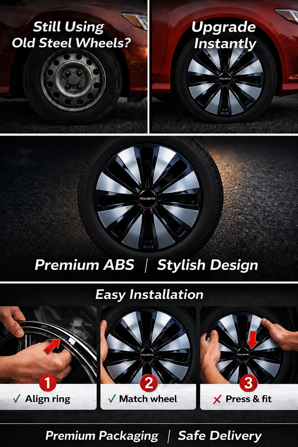 Premium Car Wheel Covers 15 Inch |  POLIMITA (DC15INNOVA)