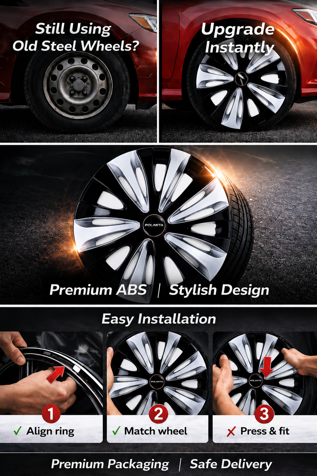 Premium Car Wheel Covers 15 Inch  / POLIMITA (DC15OERT)