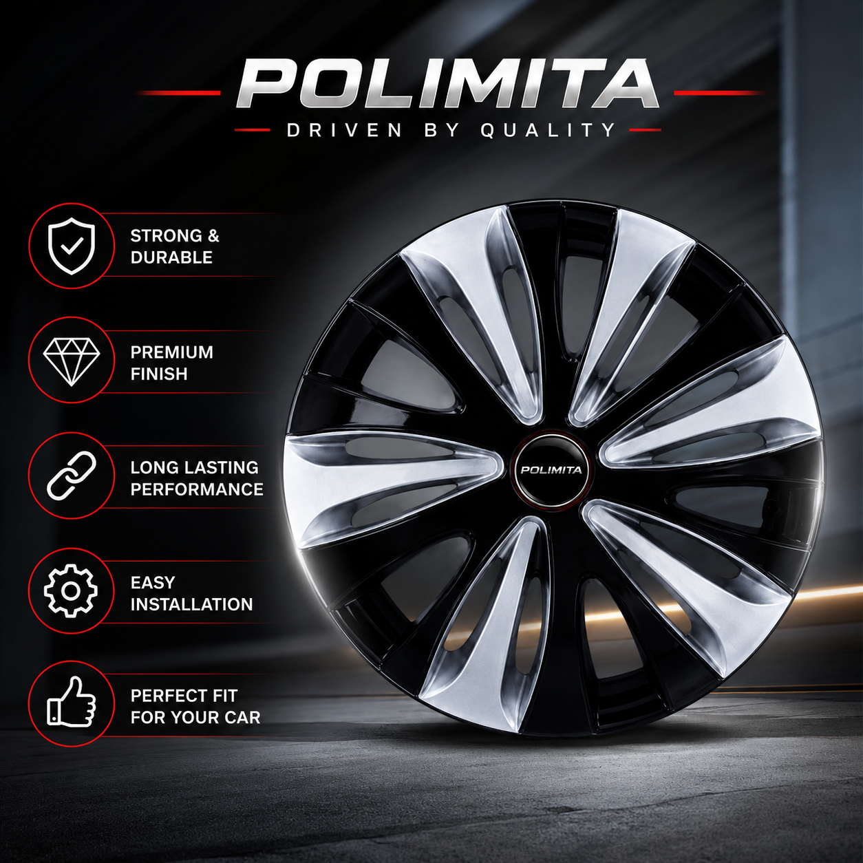 Premium Car Wheel Covers 15 Inch  / POLIMITA (DC15OERT)