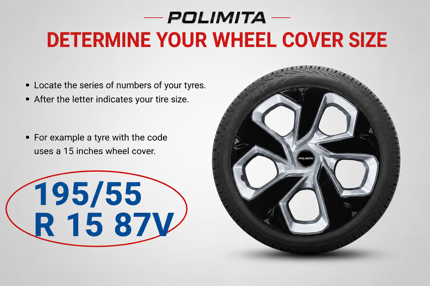 Premium Car Wheel Covers 15 Inch | POLIMITA (DC15TP)